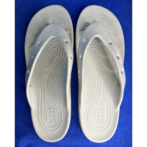 Crocs‎ Comfort Ivory Y2K Style Platform Flip-Flops Women Sz8 - Picture 1 of 11